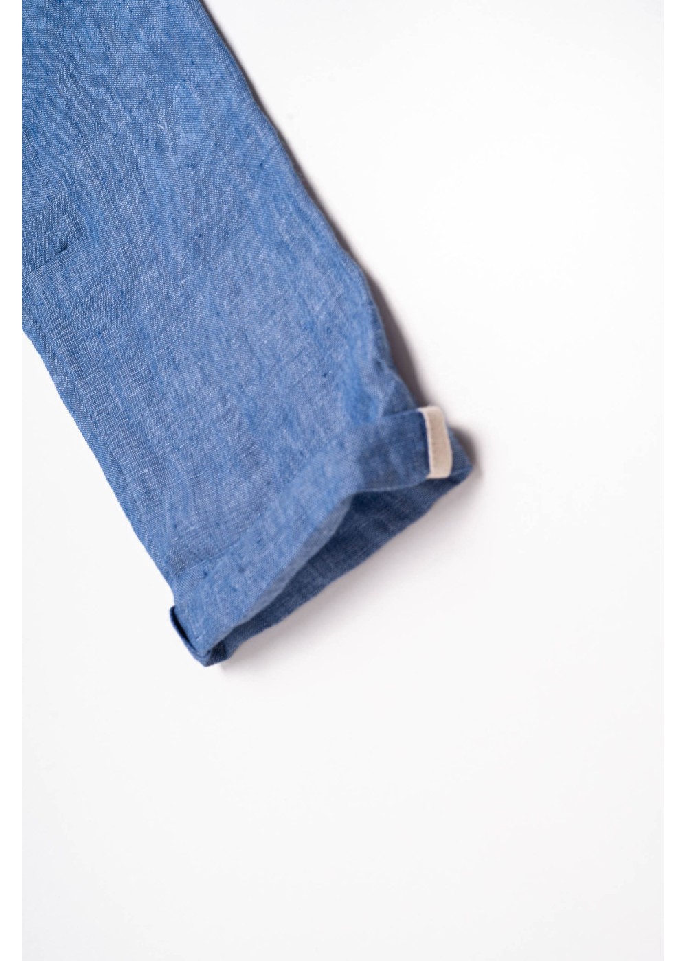 Linen trousers Kai, elastic waistband with cord, pockets, blue.