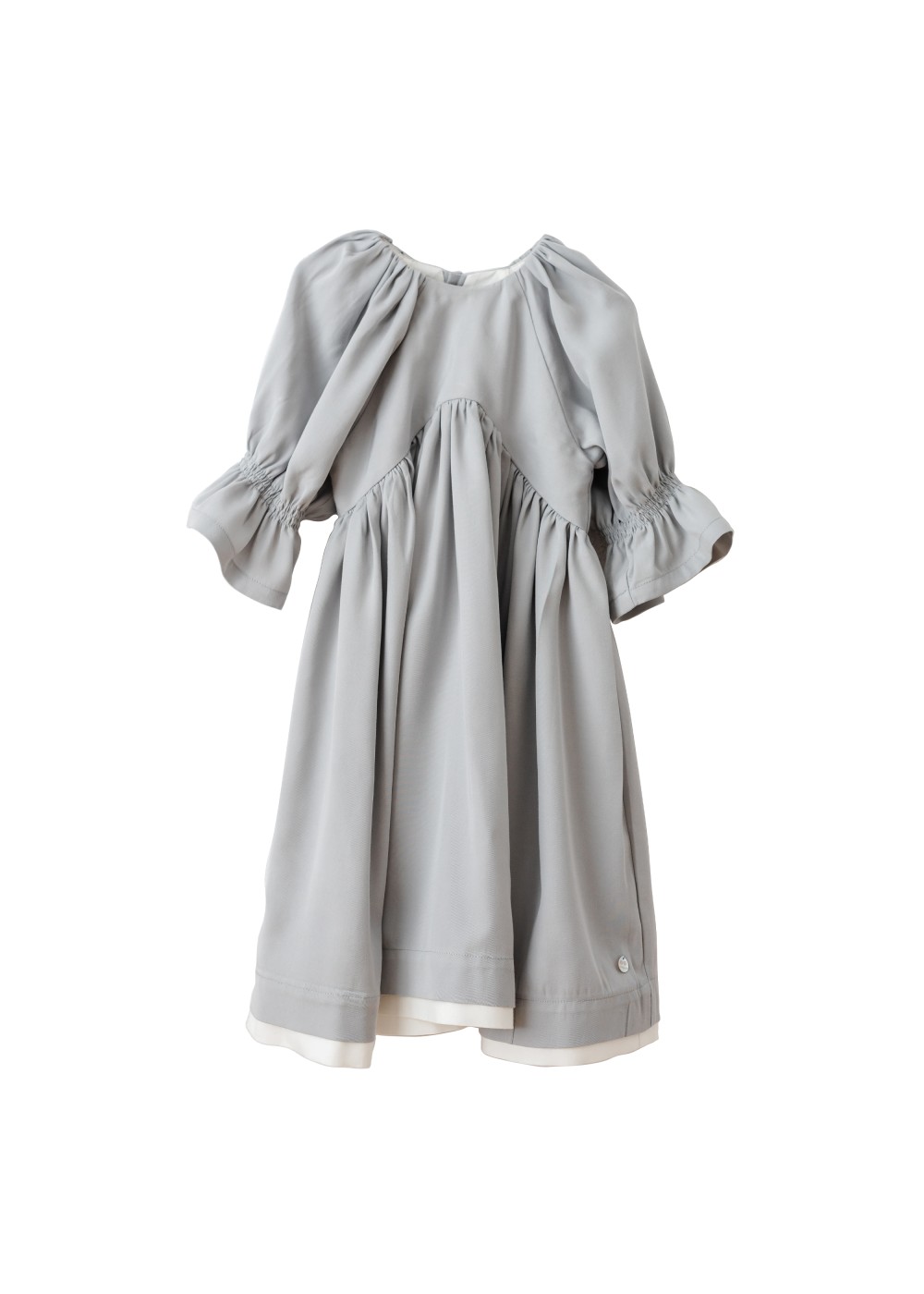 Babydoll-Kleid Kim aus weichem Lyocell, Grau, Puffärmel 
